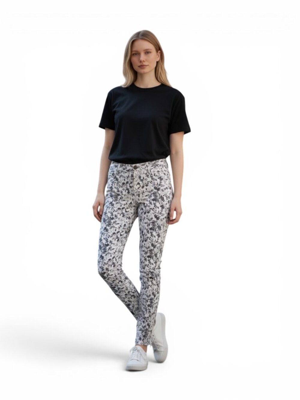 Gorgeous Black & White Roses Jeans- ONLY You Size 9